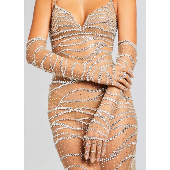 Retrofete Accessories - retrofete Lyric Embellished Sheer Gloves Tannin Womens Size OS